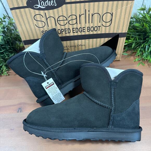 Kirkland Signature Women's Black Shearling Scalloped Edge Boots Size 9 - Picture 4 of 7